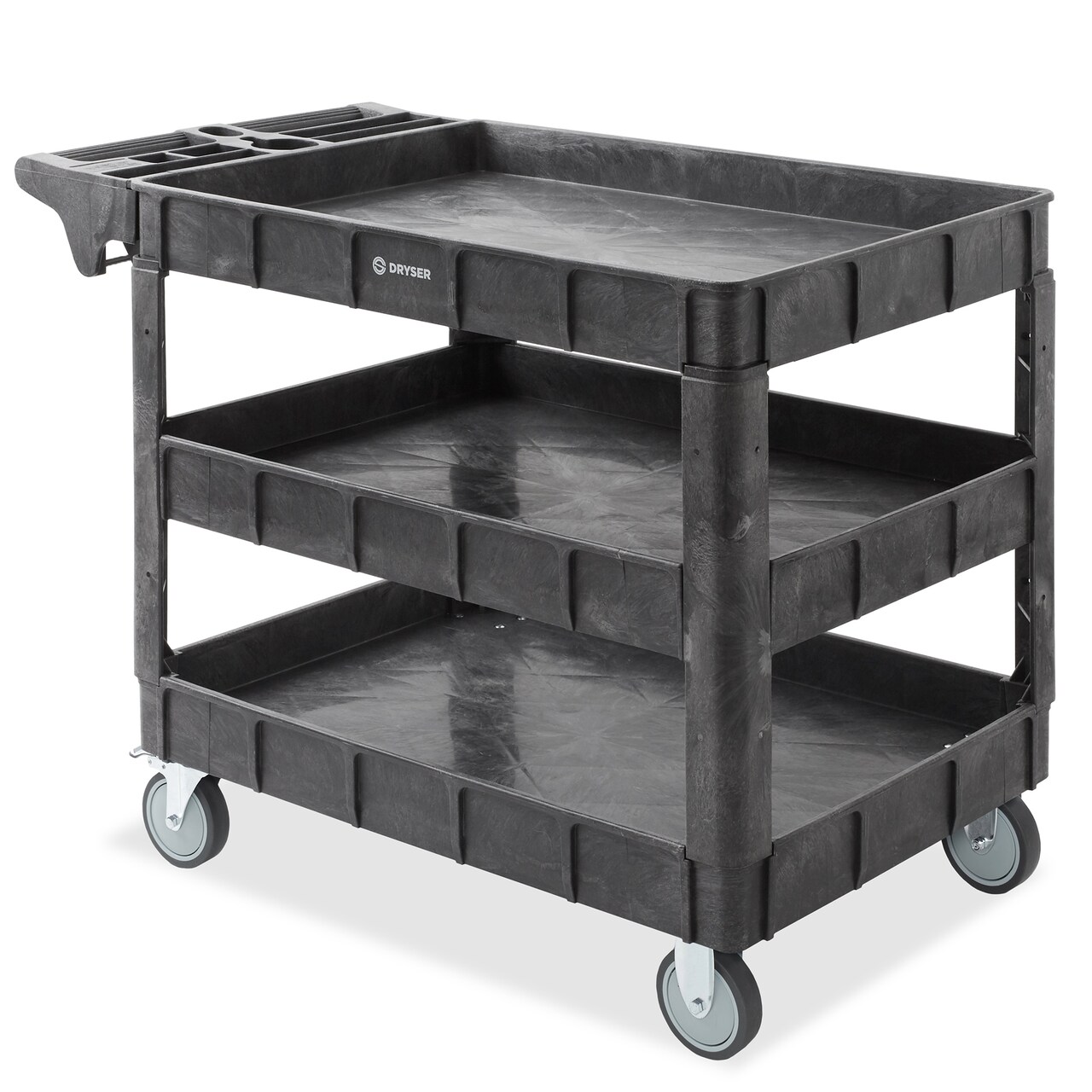 Dryser Utility Cart with Wheels, 46" x 25" Heavy Duty 550 lb. Capacity with Shelves - 3 Tier Rolling Cart with Two 5" Swivel Casters for Warehouse, Garage, Cleaning